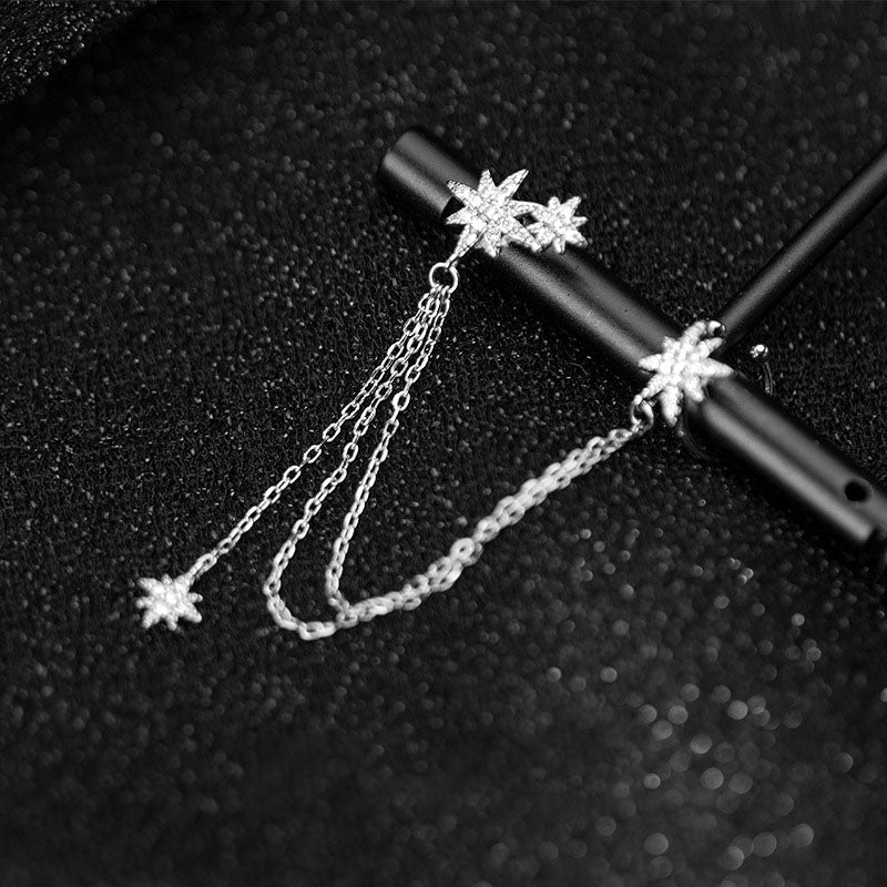 Sterling Silver Star Clip Tassel Earring