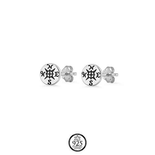 Sterling Silver Delicate Compass Earrings