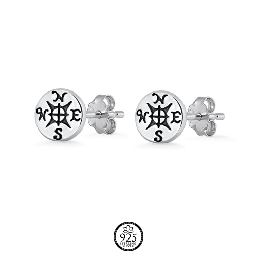 Sterling Silver Delicate Compass Earrings