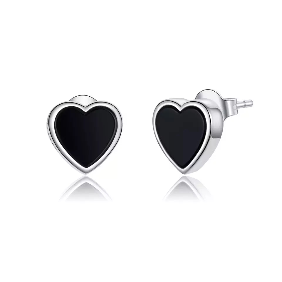 Sterling Silver Black Love Earrings
