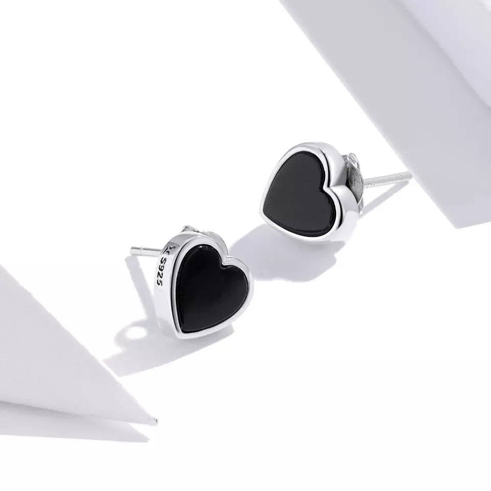 Sterling Silver Black Love Earrings