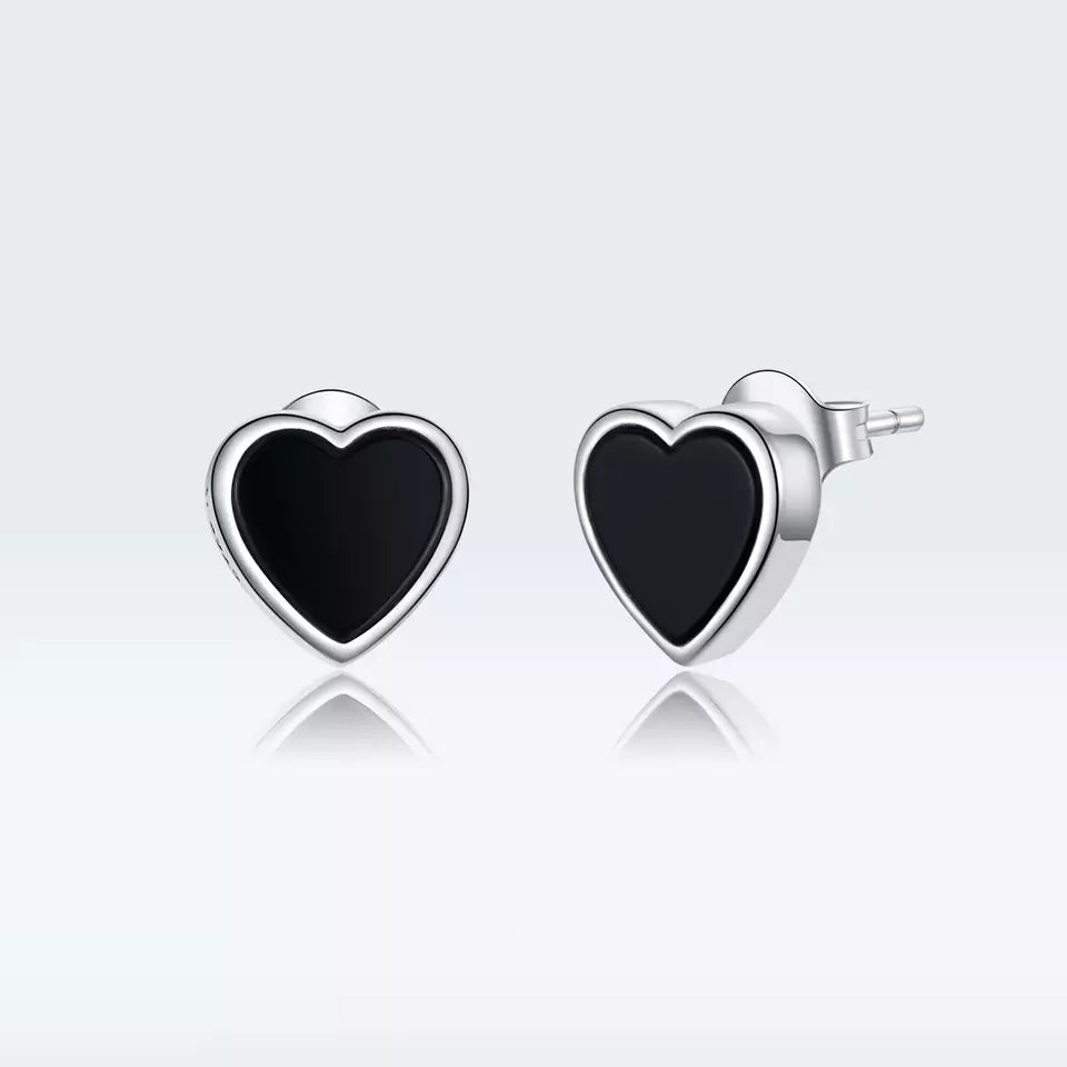 Sterling Silver Black Love Earrings