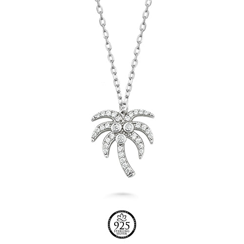Sterling Silver Tropical Palm Necklace