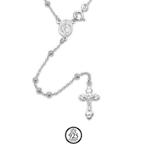 Sterling Silver Perfect Rosary Necklace