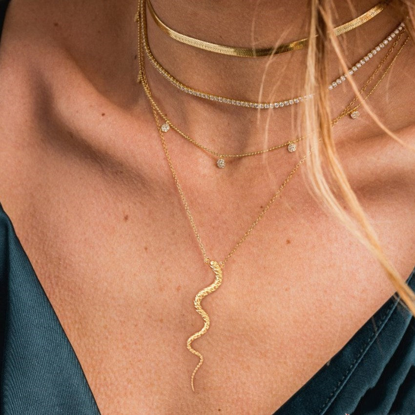 Sterling Silver Subtle Snake Necklace