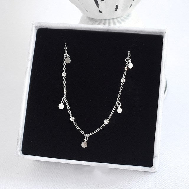 Sterling Silver Bead and Circle Choker Necklace