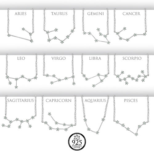 Sterling Silver Gemini Constellation Necklace