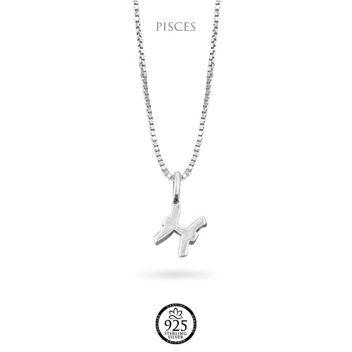 Sterling Silver Pisces Zodiac Sign Necklace