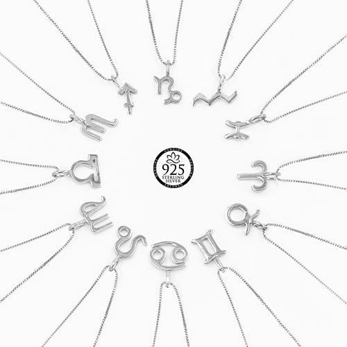 Sterling Silver Pisces Zodiac Sign Necklace