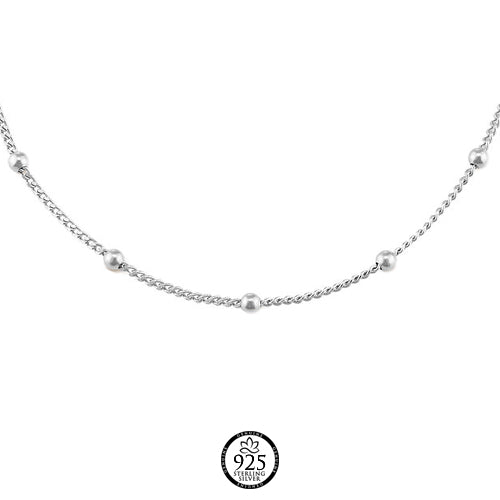 Sterling Silver Delicate Beads Necklace