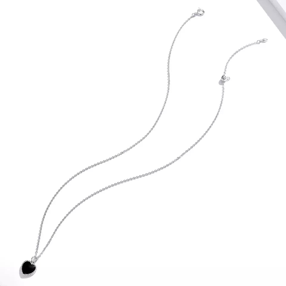 Sterling Silver The Black Heart Necklace