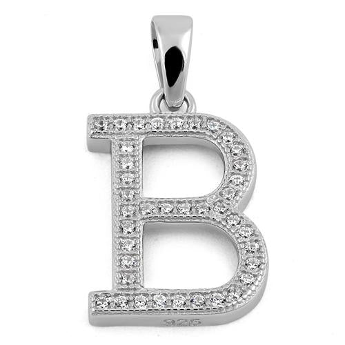 Sterling Silver Letter B Crystal Charm