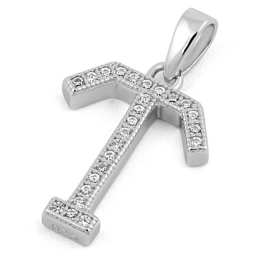Sterling Silver Letter T Crystal Charm