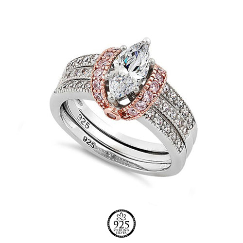 Sterling Silver Clarisse Two Tone Engagement Ring