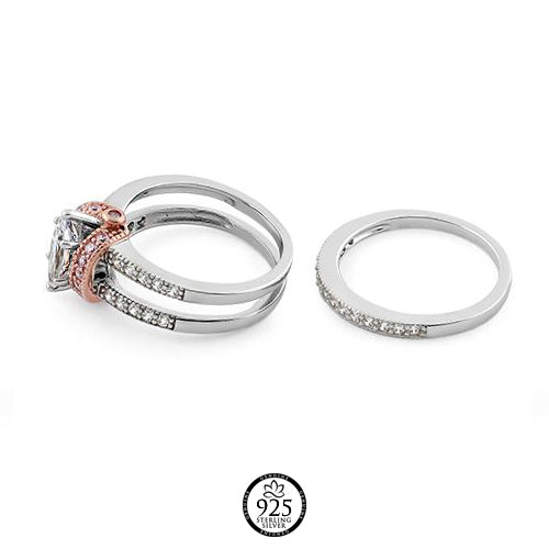 Sterling Silver Clarisse Two Tone Engagement Ring