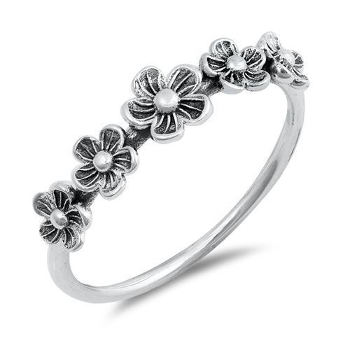 Sterling Silver Five Flowers Ring