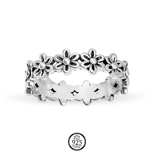 Sterling Silver Dainty Daisy Flowers Ring