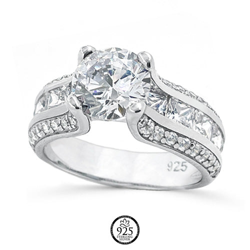 Sterling Silver Diana Princess Cut Engagement Ring