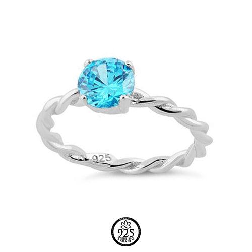 Sterling Silver Aquamarine Stone Ring