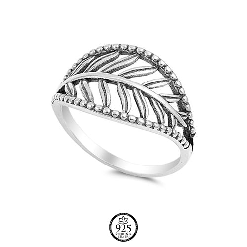 Sterling Silver Tropical Palm Leaf Ring