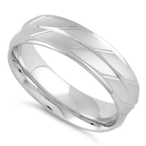 Sterling Silver Diamond Cut Men's Ring