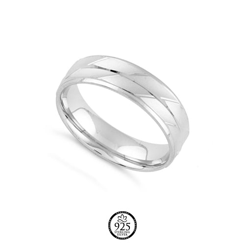 Sterling Silver Diamond Cut Men's Ring
