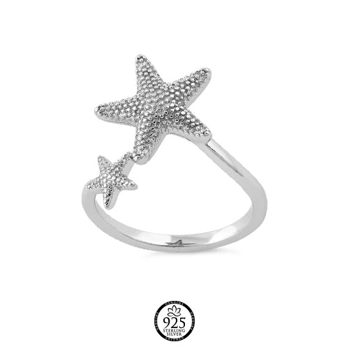 Sterling Silver Two Starfish Ring