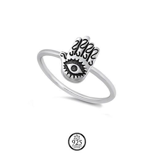 Sterling Silver Hamsa with Eye Ring