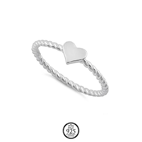 Sterling Silver Plain Twist Heart Ring