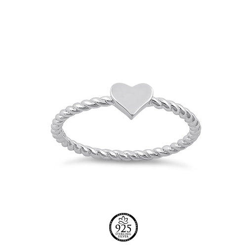 Sterling Silver Plain Twist Heart Ring