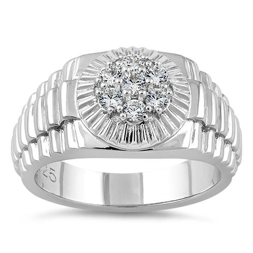 Sterling Silver Round Premium Engagement Ring