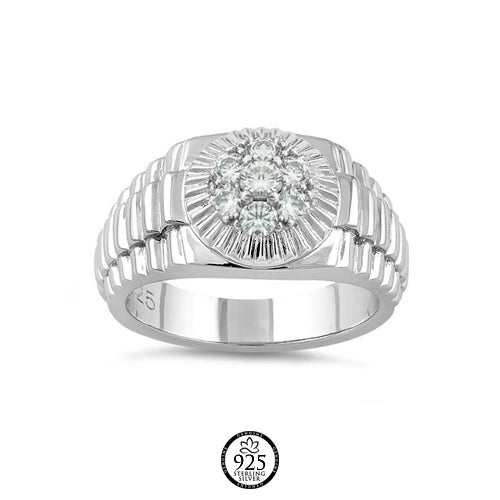 Sterling Silver Round Premium Engagement Ring