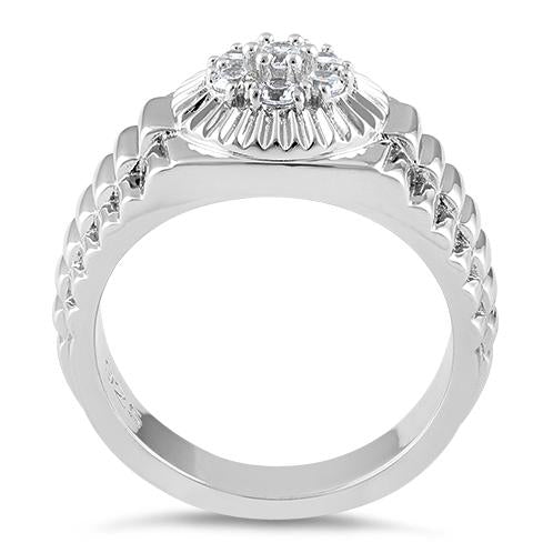 Sterling Silver Round Premium Engagement Ring
