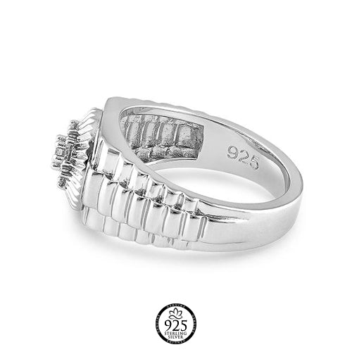 Sterling Silver Round Premium Engagement Ring