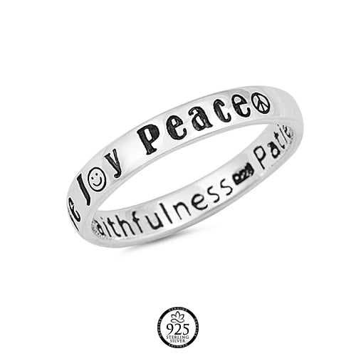 Sterling Silver Peace Love Joy Band Ring