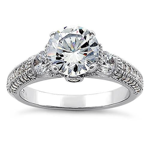 Sterling Silver Amalia Clear Crystals Engagement Ring