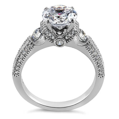 Sterling Silver Amalia Clear Crystals Engagement Ring