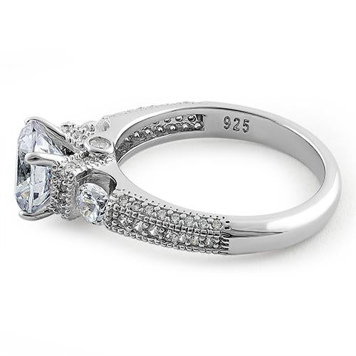 Sterling Silver Amalia Clear Crystals Engagement Ring