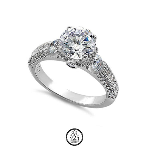 Sterling Silver Amalia Clear Crystals Engagement Ring
