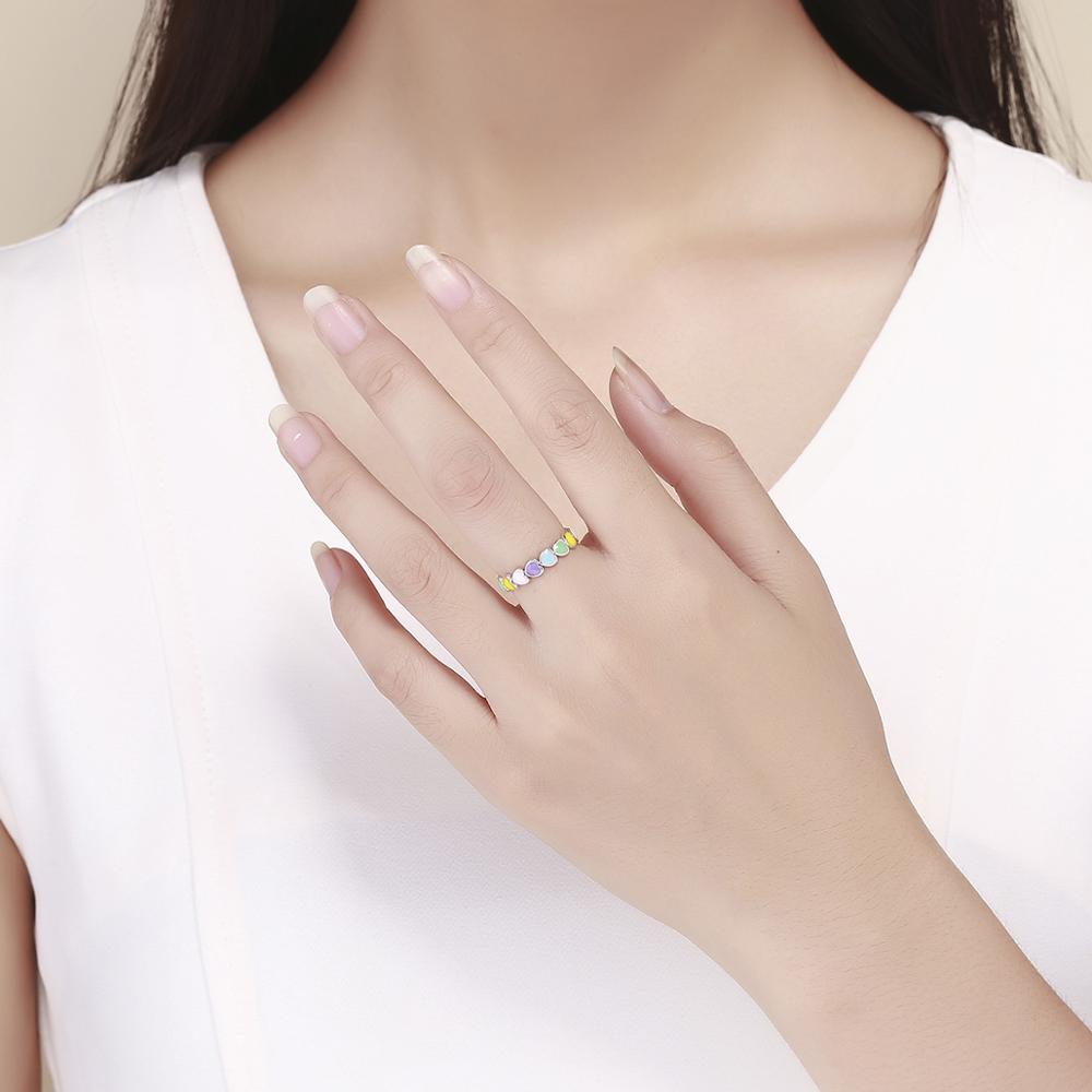 Sterling Silver Candy Rainbow Hearts Ring