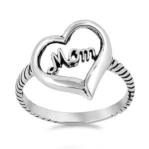 Sterling Silver Mom Heart Ring