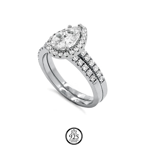 Sterling Silver Tear of Angel Engagement Ring