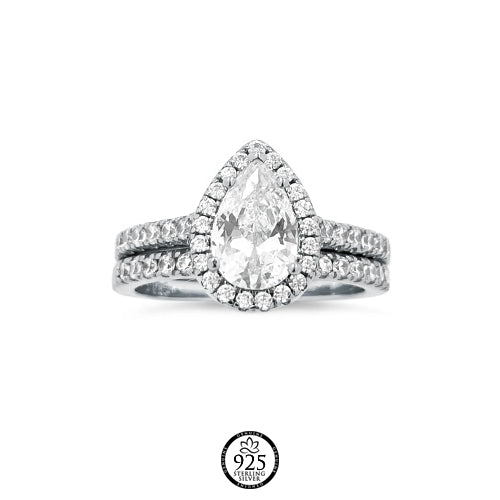 Sterling Silver Tear of Angel Engagement Ring