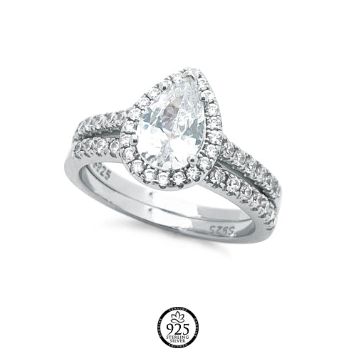 Sterling Silver Tear of Angel Engagement Ring