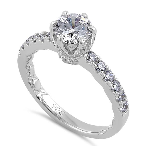 Sterling Silver Princess Crown Engagement Ring