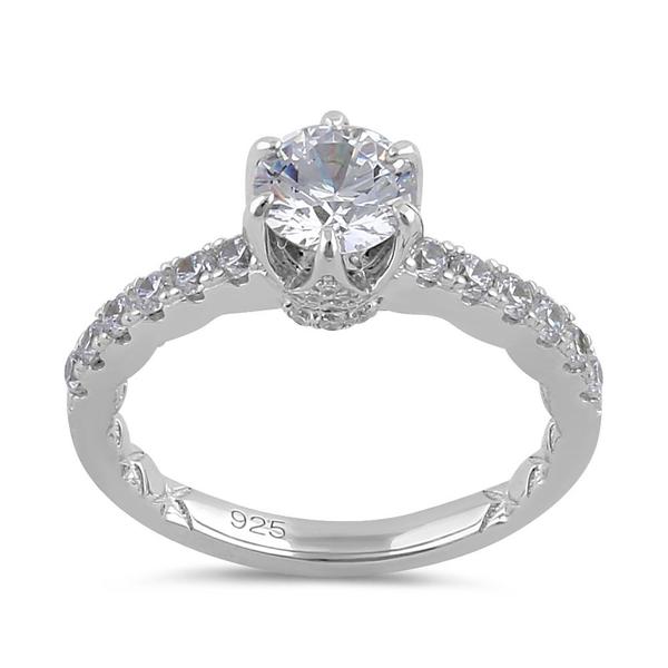Sterling Silver Princess Crown Engagement Ring