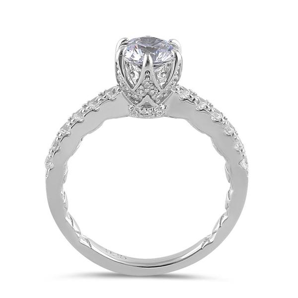 Sterling Silver Princess Crown Engagement Ring