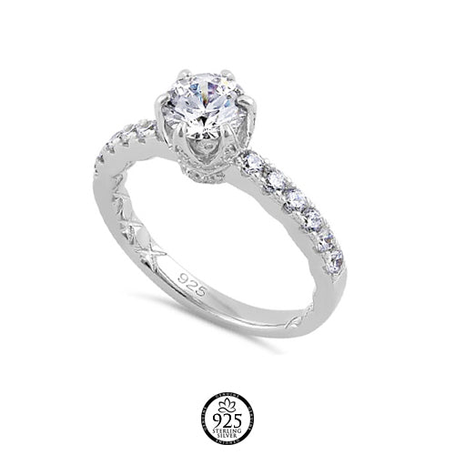Sterling Silver Princess Crown Engagement Ring