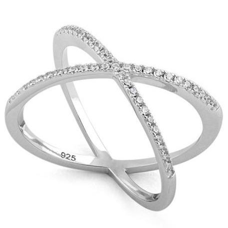Sterling Silver Andrea Crossing Ring
