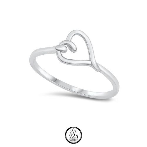 Sterling Silver Love Knott Heart Ring